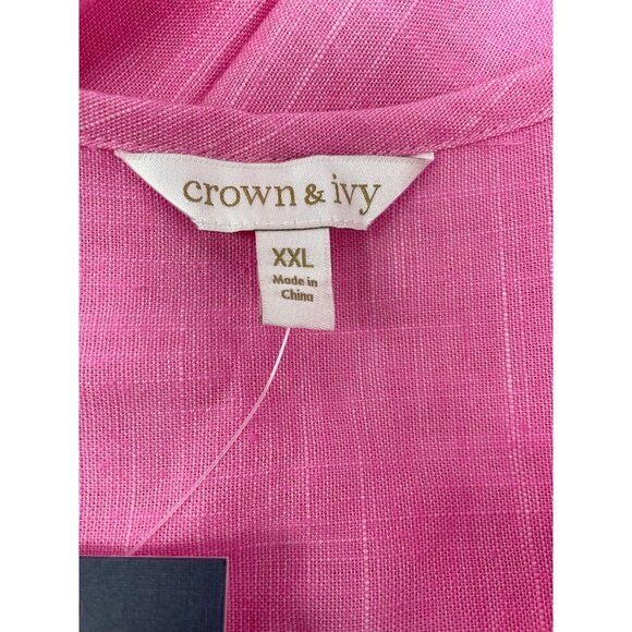 Crown & Ivy Pink Sky Scalloped Top Belk Fashion Woven Line XXL - Picture 10 of 15